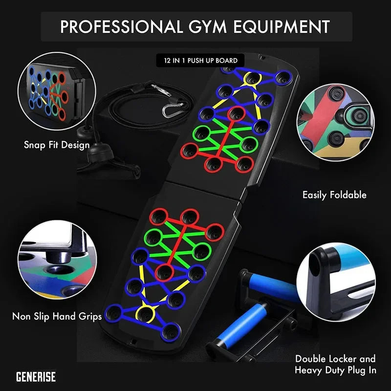 21-in-1 Folding Push-Up Board – Portable Fitness Training System
